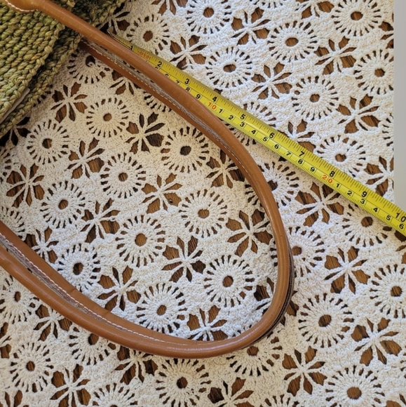 Boho Green Woven Fiber Shoulder Bag Tote Womens - Picture 12 of 12